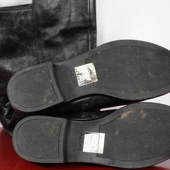 Women's Aldo Black Leather Knee High Low Heel Long Fashion Riding Boots 6 - Picture 10 of 10